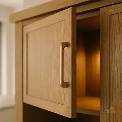 Cabinet maker crafting custom timber cabinetry in workshop — Australia