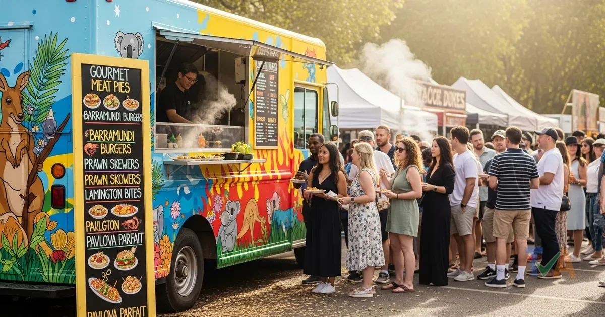 Australian food truck and caterer serving guests at an outdoor event