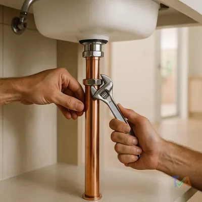 Licensed plumber repairing kitchen pipe in Australian home — Tradie quote templates for Australian homeowners