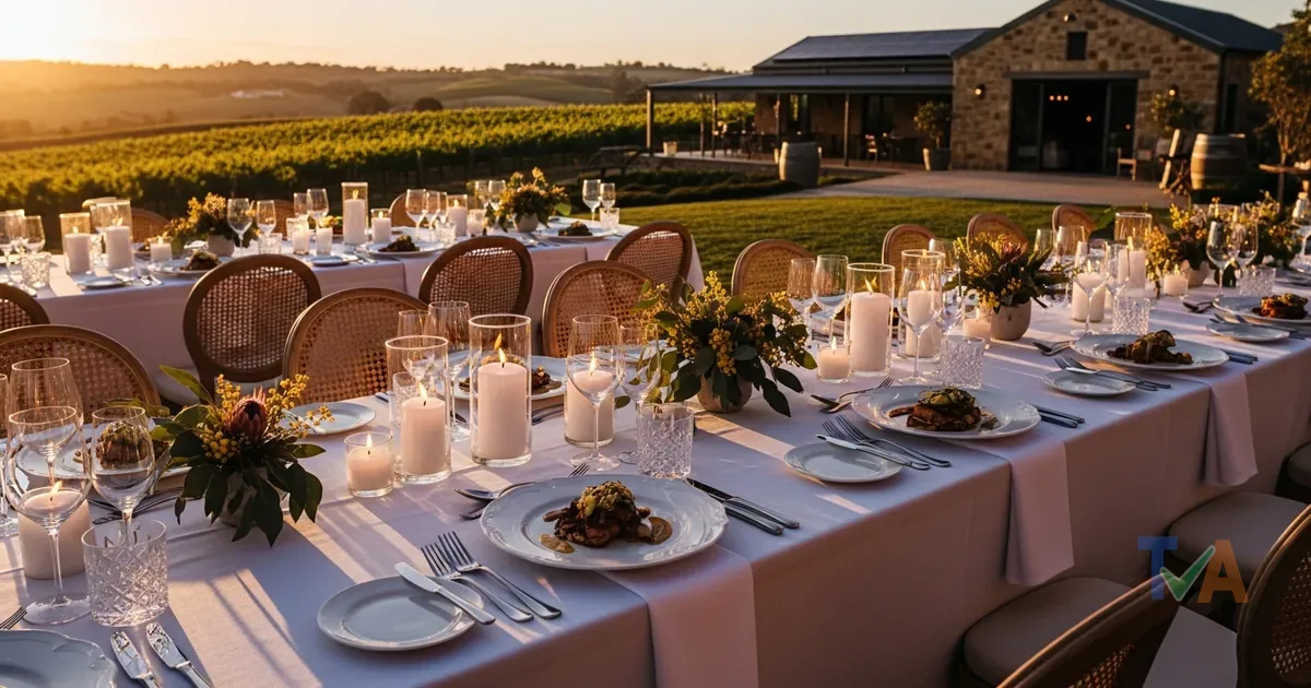 Elegant wedding reception with plated catering at an Australian venue — Australia
